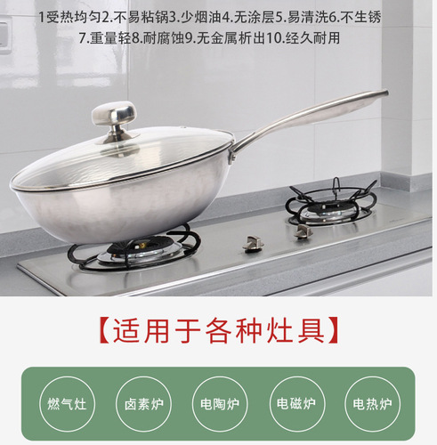 Lannuo pure titanium pot household Zhangqiu handmade hammered pure titanium wok uncoated pot titanium wok induction cooker universal