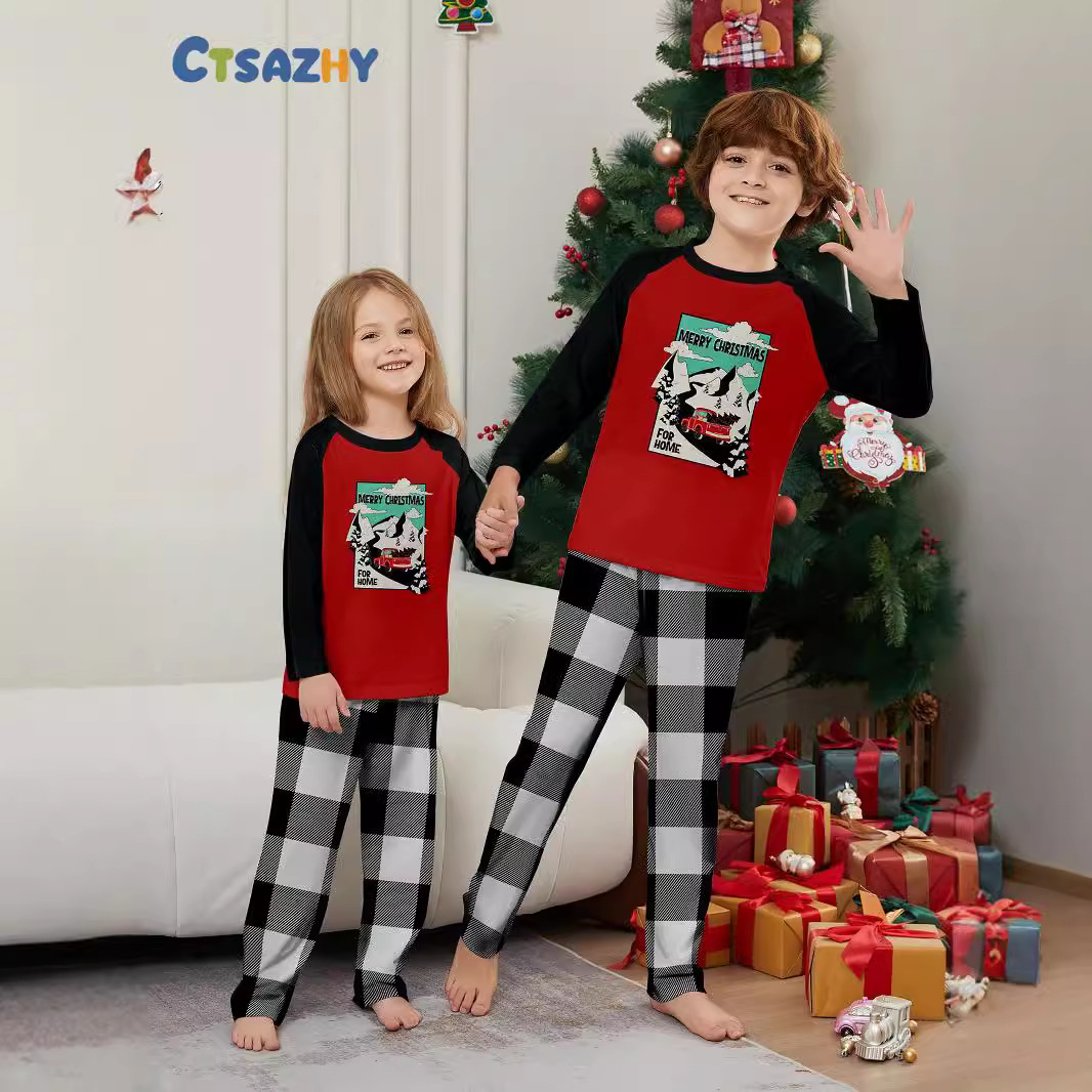 Weihnachtsbaum Auto Plaid Weihnachten Familie Druck Hause Kleidung Pyjamas_voghion.com