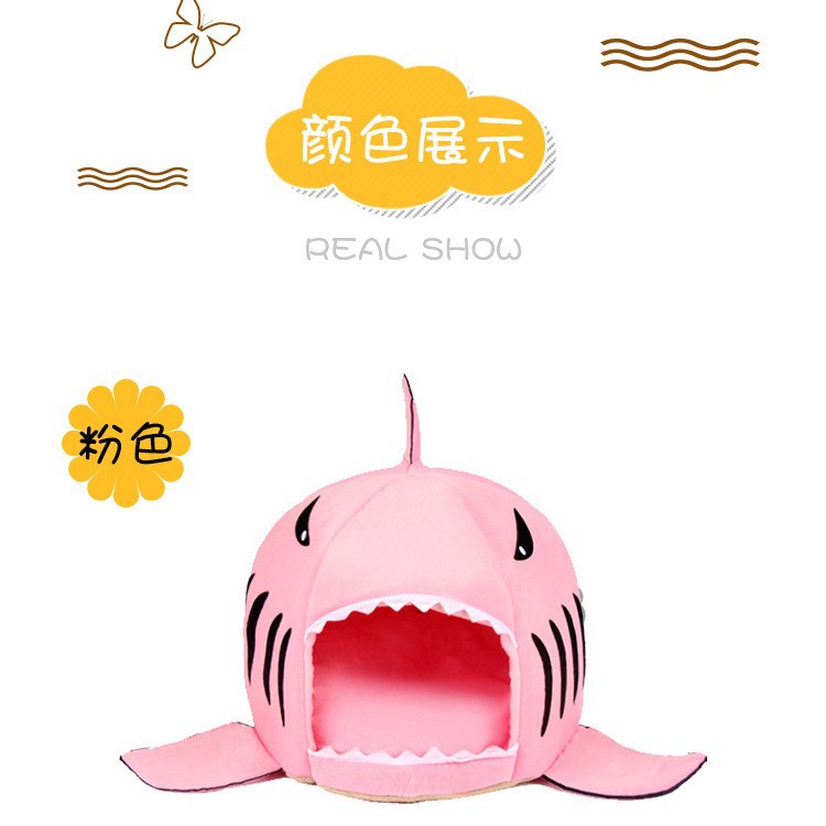 Nido de mascotas de tiburón, perrera, nido de gato, nido de hámster Teddy cerrado para perros pequeños y medianos, disponible para cuatro estaciones, cálido, fábrica al por mayor