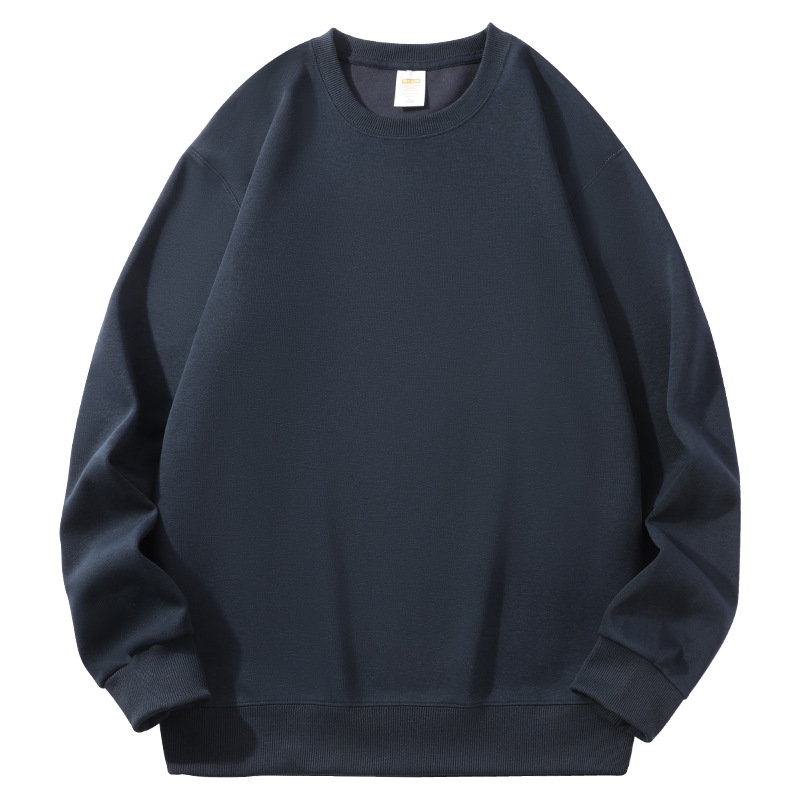 290g suéter de hombre pesado de gran tamaño cuello redondo algodón suelto casual de otoño e invierno camisa de fondo de color sólido marca de moda