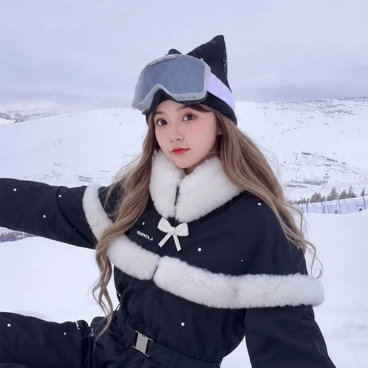 Ldab Black One-Piece Ski Suit for Women 2026 Autumn and Winter New Outdoor Professional Windproof Super Stylish Single and Double Board Ski Suit
