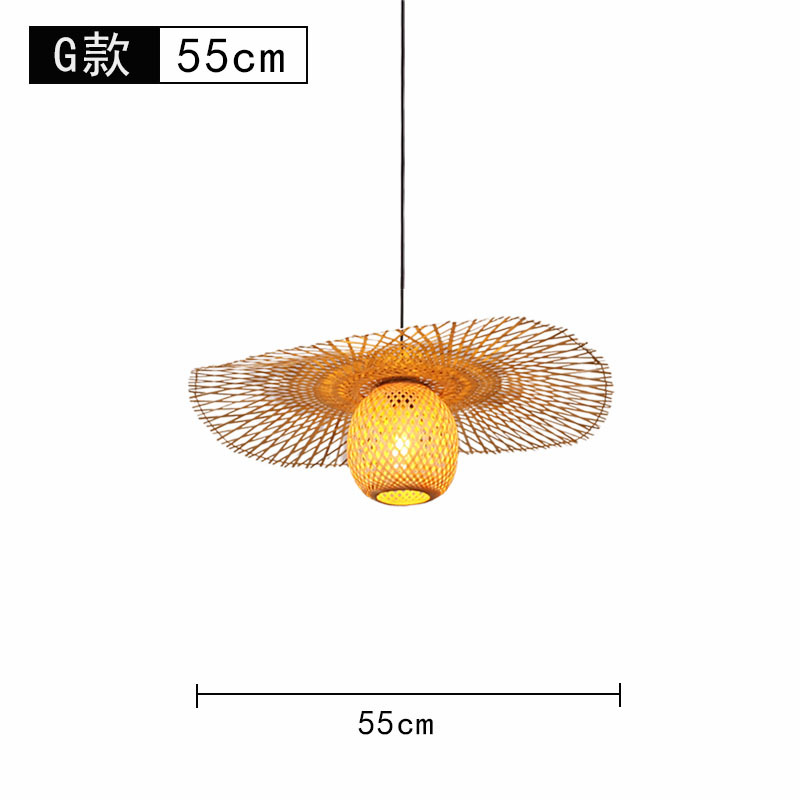 Lámpara de araña tejida de bambú Restaurante chino Lámpara de salón de té de linterna de bambú Restaurante japonés Sombrero de paja Lámpara de araña tejida de ratán B & B