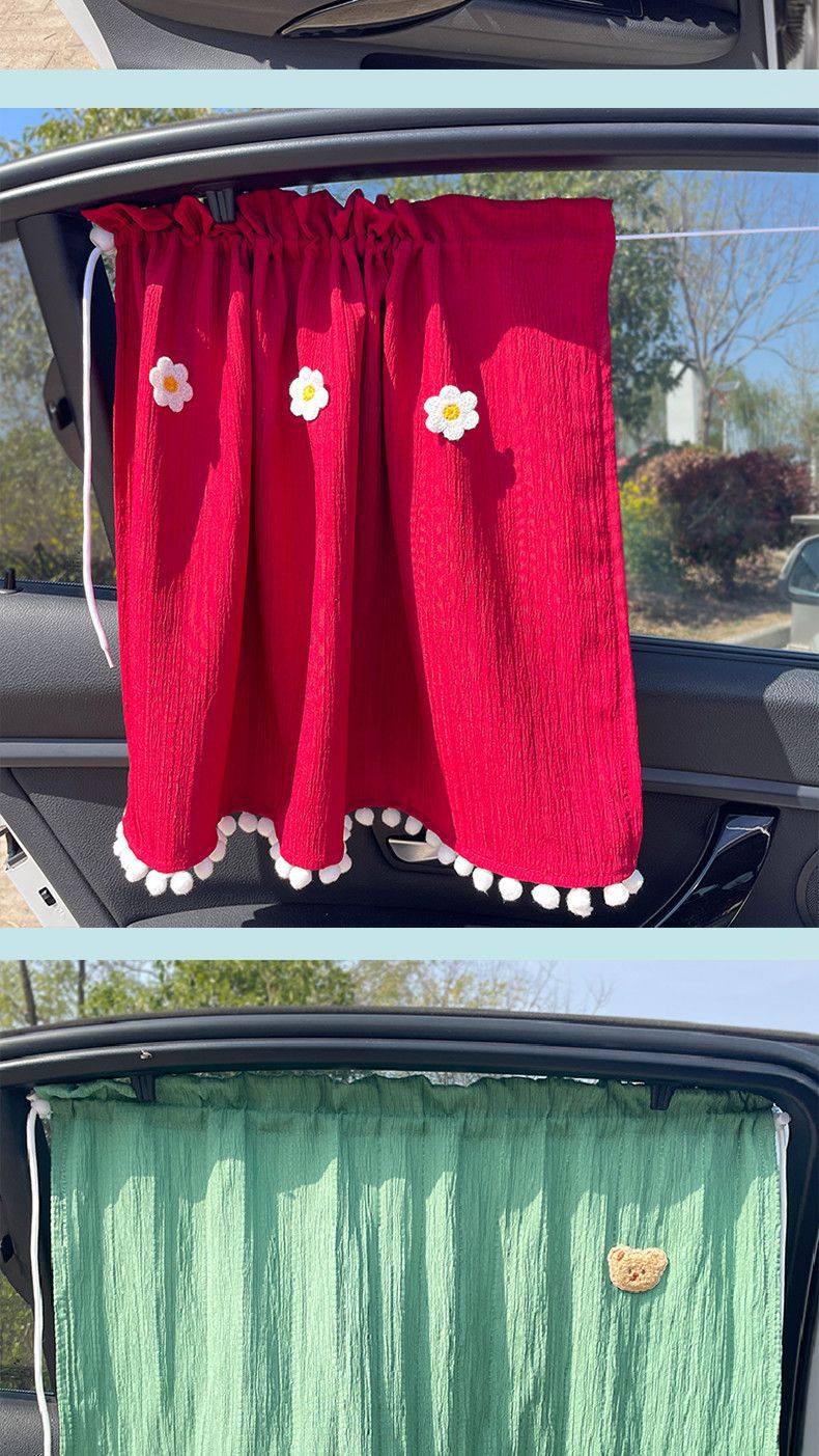 Fresh and Simple Car Window Sunshade Curtain, Sun Protection, All-Season Pull-Out Curtain with Suction Cups, Car Interior Privacy Curtain for Sleeping