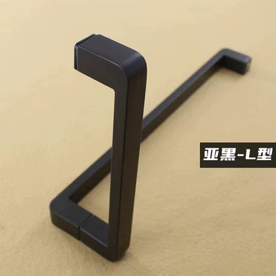Portal Wrist door, high-end partition door, square - l-shaped-hole-spacing-475275-one-set-matte-black-extra-thick-not-fake-high-quality-handle