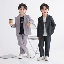 儿童西装套装春秋花童婚礼服小童外套英伦表演服宝宝周岁男童西服