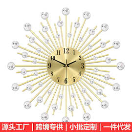 跨境热销挂钟满天星水滴装饰钟表餐厅客厅简约家用静音时钟挂墙