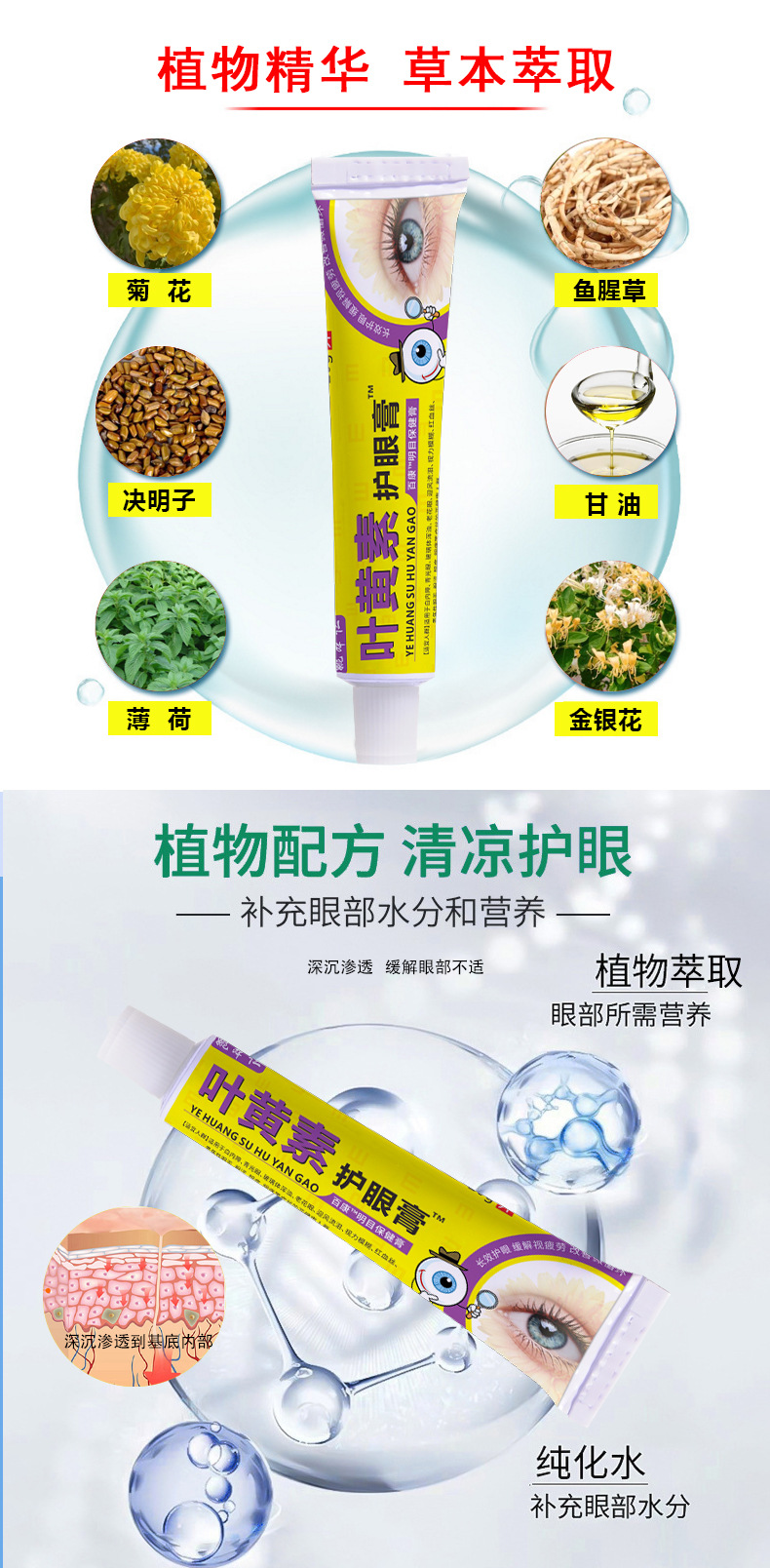 Lutein Eye Cream with Bear Gallbladder and Pearl Powder 20g External Herbal Care for Eye Fatigue specifications