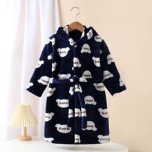 儿童法兰绒睡衣加厚浴袍男童女童珊瑚绒家居睡衣宝宝长款四季浴袍