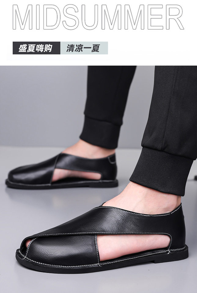 Dép sandal nam quai ngang kiểu La Mã cổ điển, thoáng khí, đế cao su — nâu, đen chi tiết 19