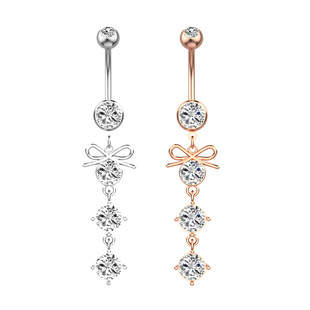 Cross-border e-commerce new bow zircon belly button ring belly button nail piercing jewelry online wholesale