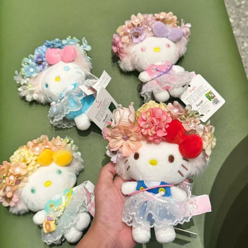 正版hellokitty簪花头套国风少女卡通包包挂件毛绒钥匙扣玩偶礼物|undefined