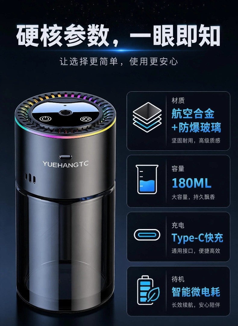 2026 Brand New Ai Intelligent Voice Control Car Aromatherapy Machine Automatic Spray Car Perfume Odor Removal Car Fragrance Factory
