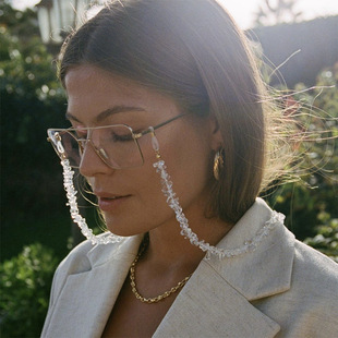 Europe and the United States cross-border jewelry ins style crystal beaded glasses chain hanging neck glasses rope sunglasses accessories