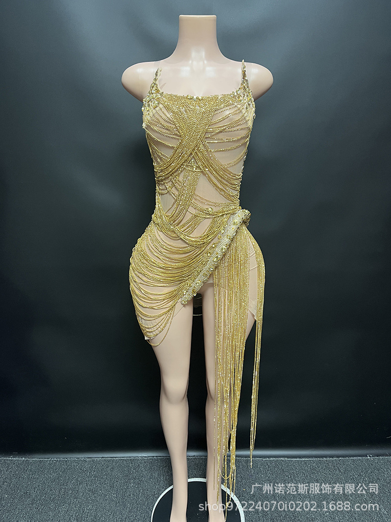 NOCANCE Comercio exterior Exportación diamante vestido sexy de lujo brillante elegante vestido de noche rendimiento Reunión Anual image 11