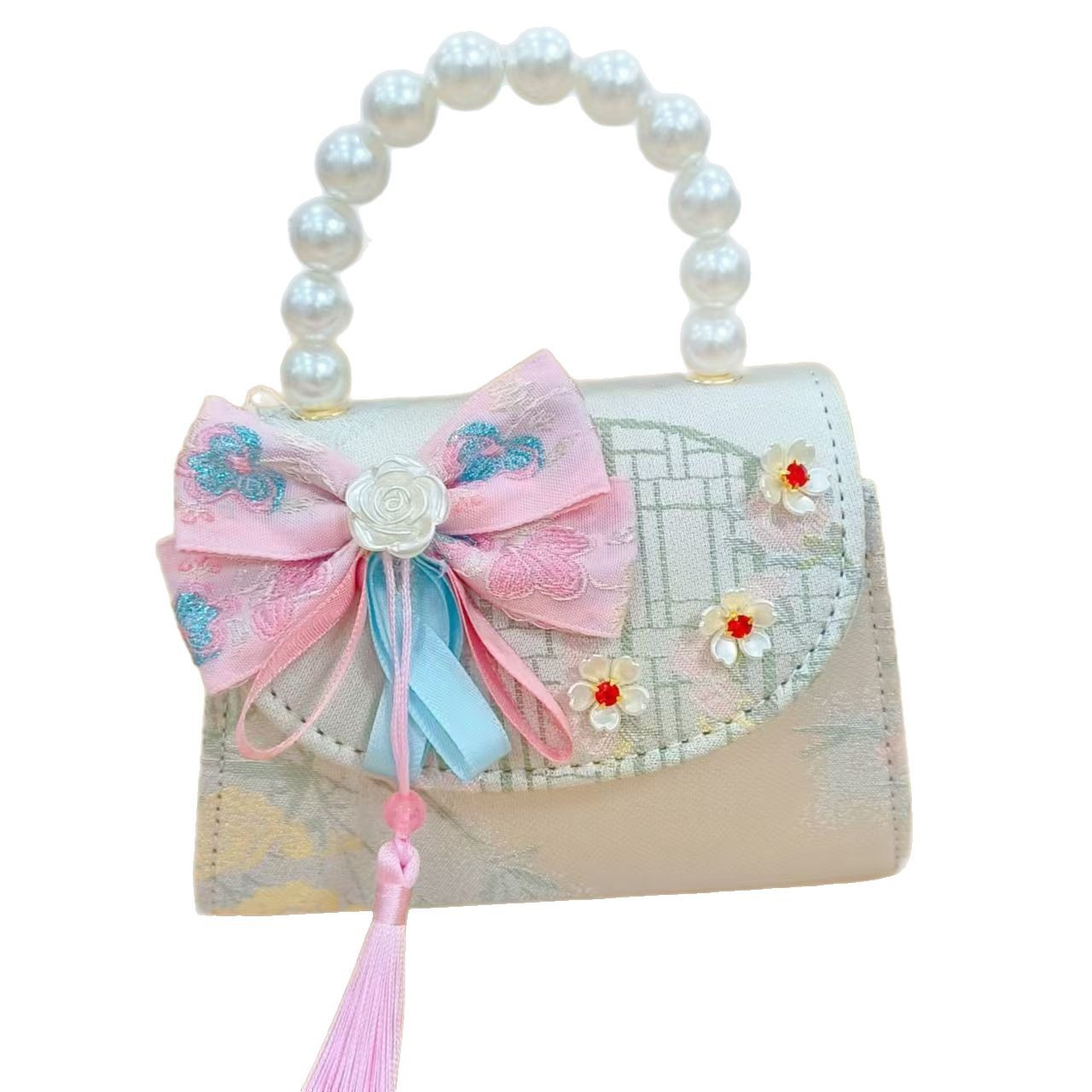 Bolso de princesa de estilo chino cadena antigua bolso de perla portátil para niñas bolso inclinado para niñas accesorios de ropa china bolso de cambio