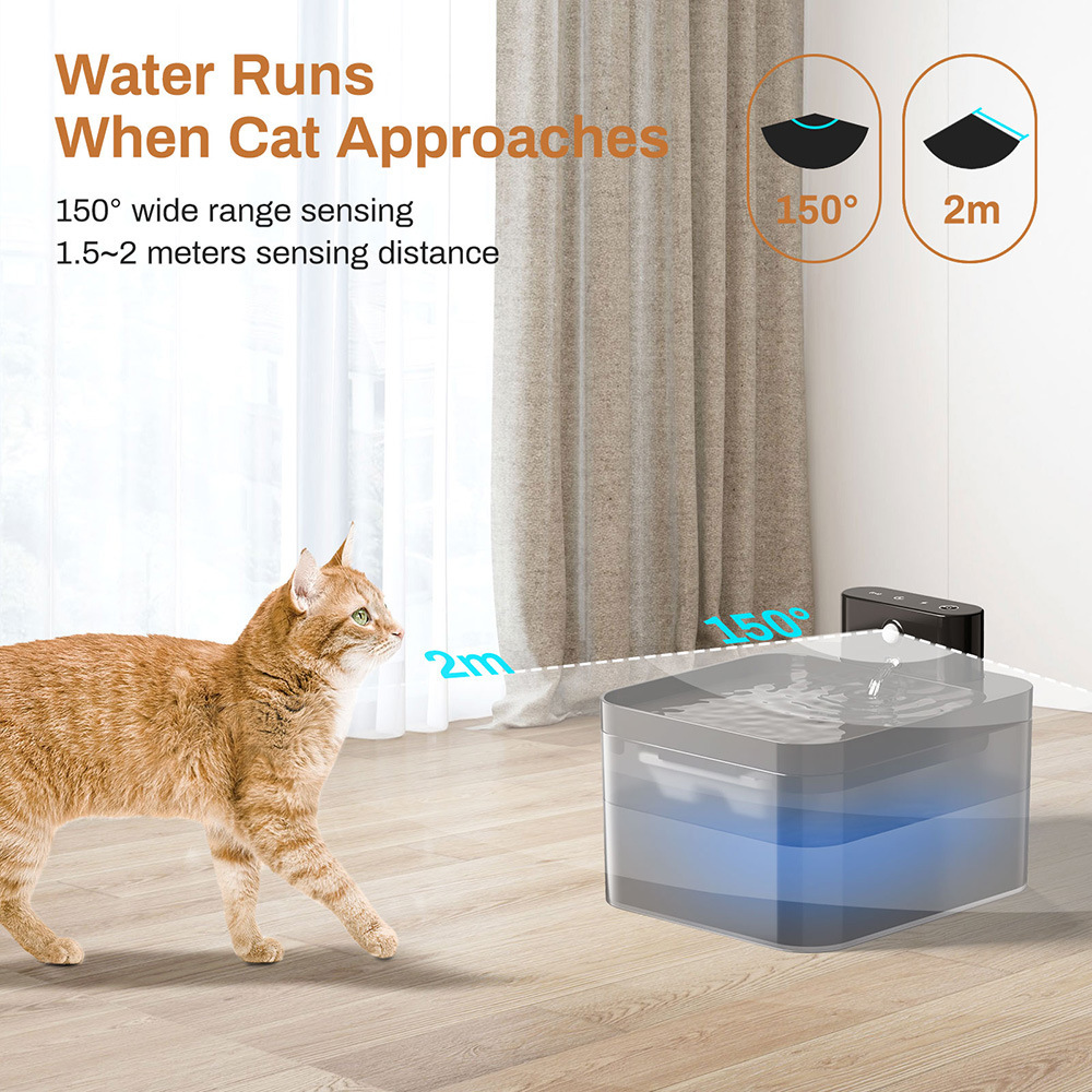 Bebedor de agua de inducción automática para mascotas Bebedor de agua inalámbrico para gatos de alta capacidad de circulación automática de agua viva para mascotas tazón de agua