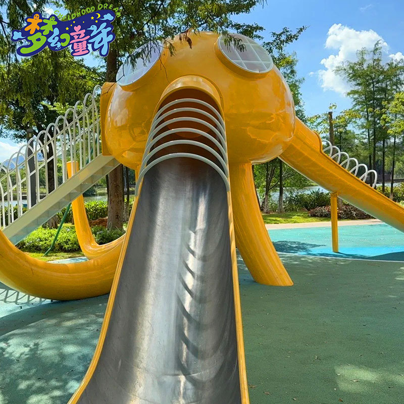 Octopus Theme 304 Stainless Steel Slide Manufacturer Customized Community Public Activity Space Amusement Equipment Design