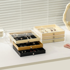 Nordic storage box jewelry box women's small items lipstick storage multi-layer transparent earrings earrings jewelry organizing box