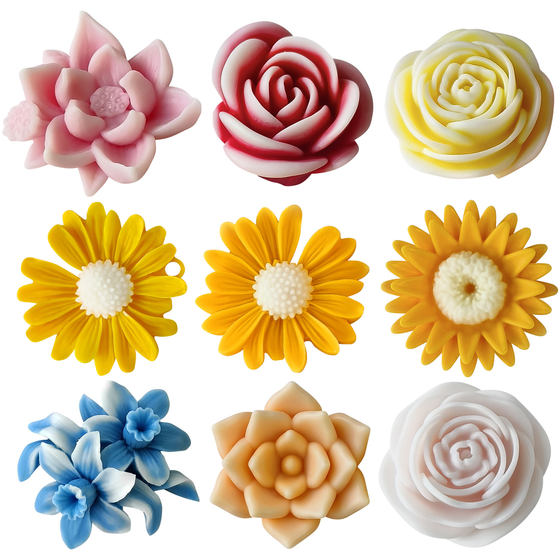 A variety of flower silicone mold diy chocolate turn sugar rose flower drop gum aromatherapy plaster candle mold