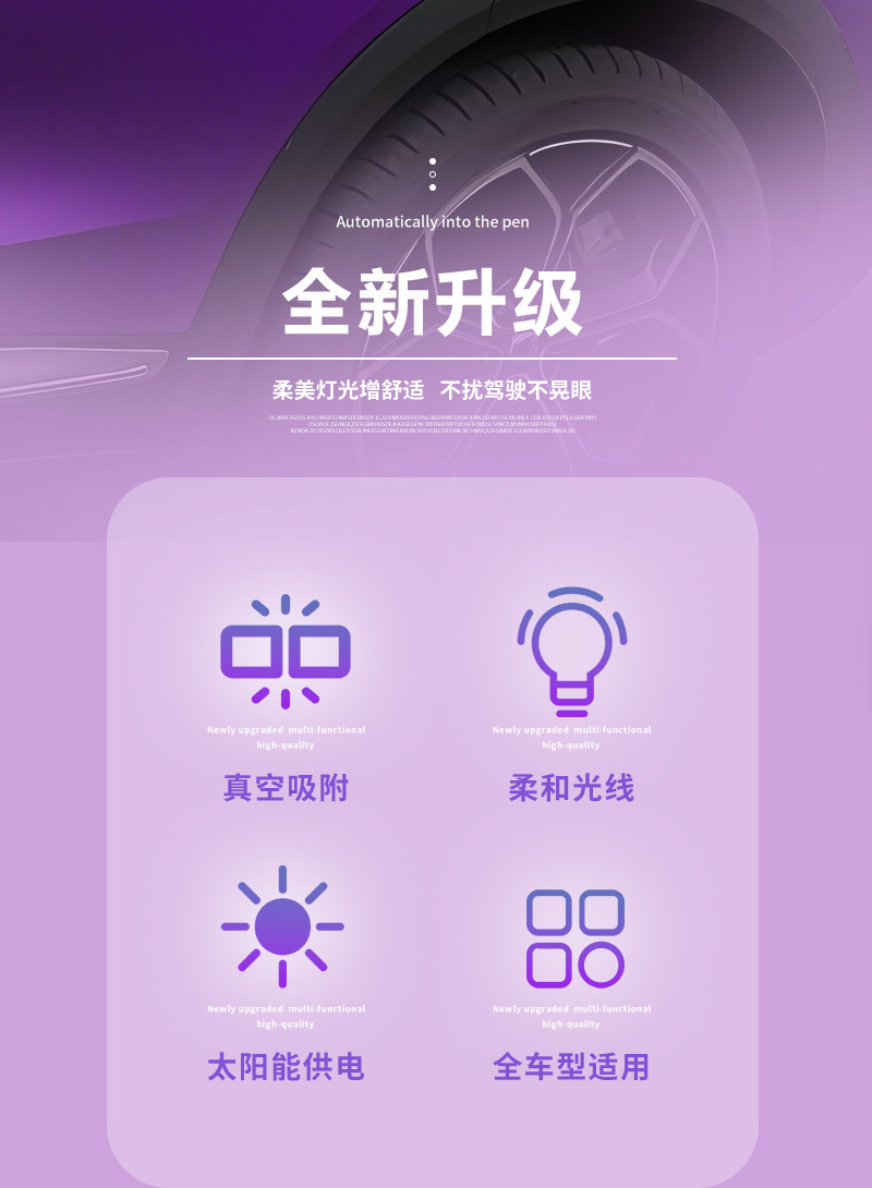 USB Heart-Shaped Atmosphere Light Car Triangle Window Car Decoration Three-Mode Vibration Sensor Solar Led Neon Light