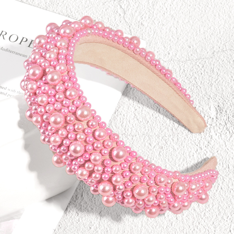 New Thick Sponge Headband Female Retro Size Pearl Pressure Hair Headdress display picture 6