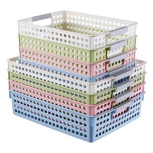 Plastic sundries file storage basket rectangular desktop kindergarten toy box snack storage hollow storage basket