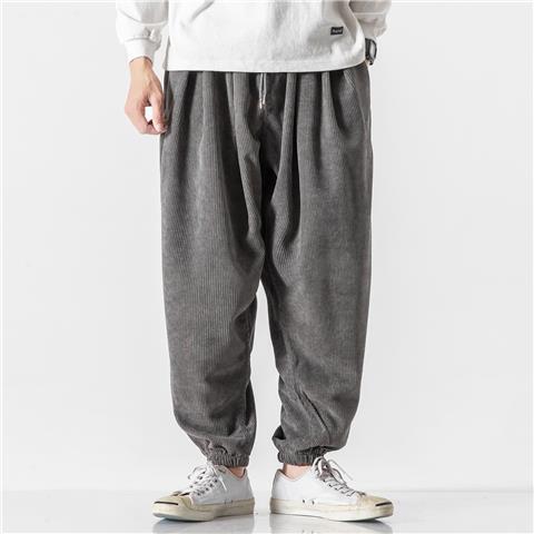 Pantalones casuales de pana de estilo chino para hombres, pantalones sueltos y gordos de talla grande, pantalones de pierna ancha de marca de moda para hombres