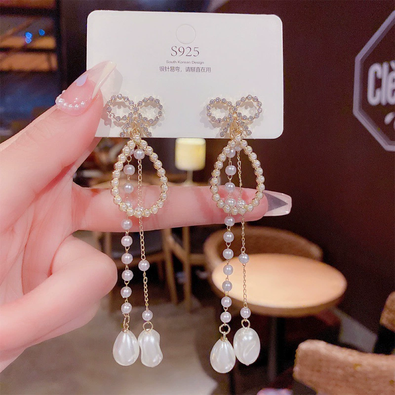 Серебряная игла, серьги из жемчуга, образец 925, стиль легкой роскоши, оптовая торговля