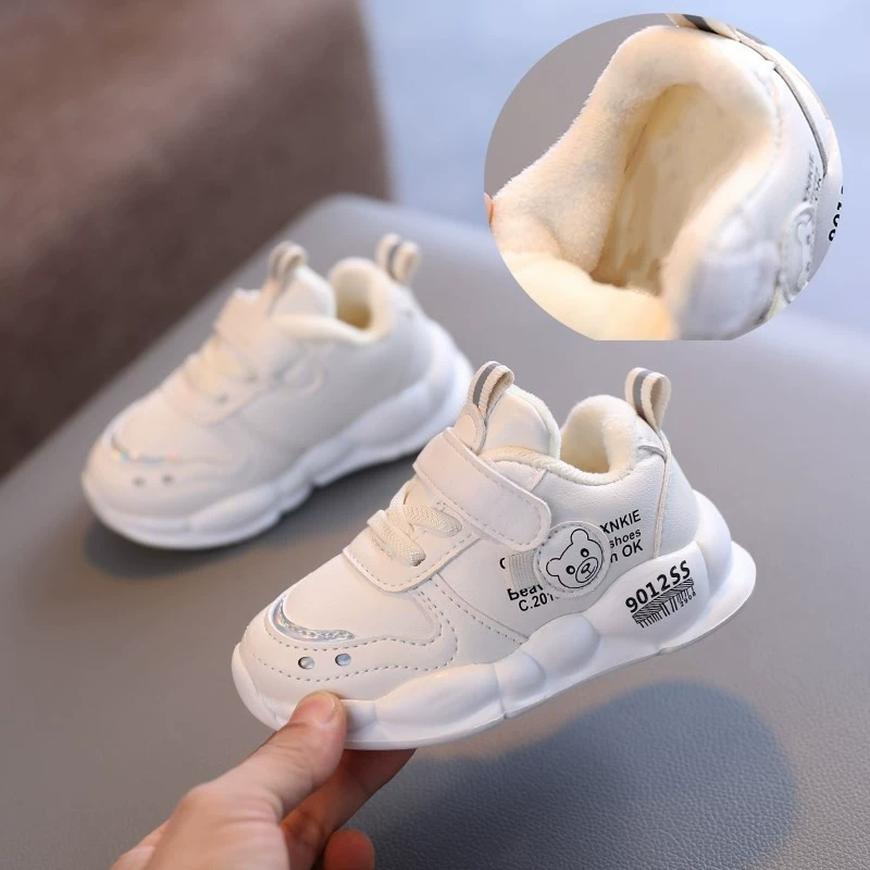 Зимняя Мужская и женская хлопковая обувь От 0 до 3 лет детская кожаная детская обувь для малышей кроссовки на флисовой подкладке поколение волос