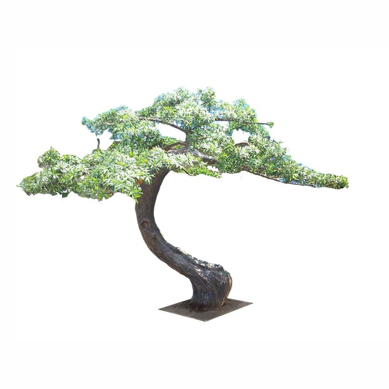 Simulación de pino de bienvenida Podocarpus, gran árbol, decoración de interiores, paisajismo, hermoso, gran paisaje de hotel, decoración de árboles falsos