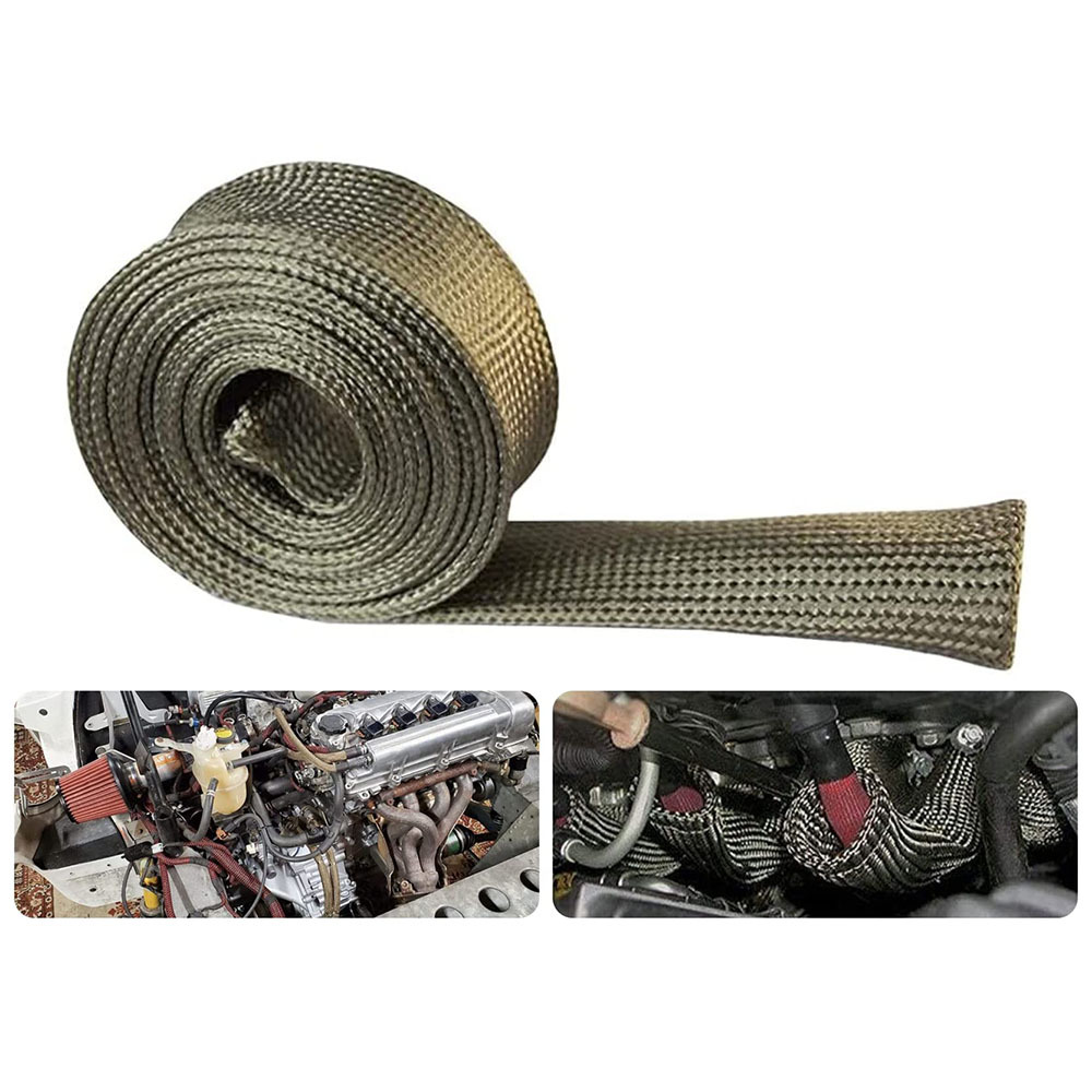 Car Heat Insulation Fuel Pipe Car Hose Cable Protective Sleeve High Temperature Sleeve Mineral Fiber Braided Wire Harness 3