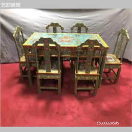 纯铜彩绘古代龙椅宝座 品茶铜桌椅 室内休闲客厅家具铸铜桌椅摆件