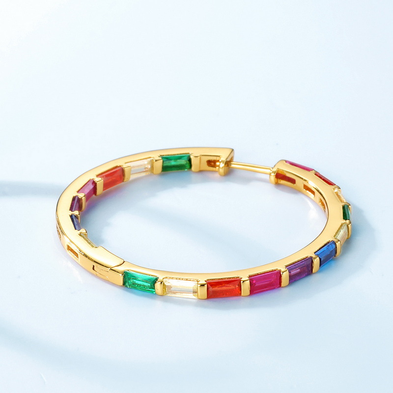 Holiday, Daily Occasion 925 Sterling Silver Material 1 Pair 925 Sterling Silver Geometric Circle Zircon Hoop Earrings