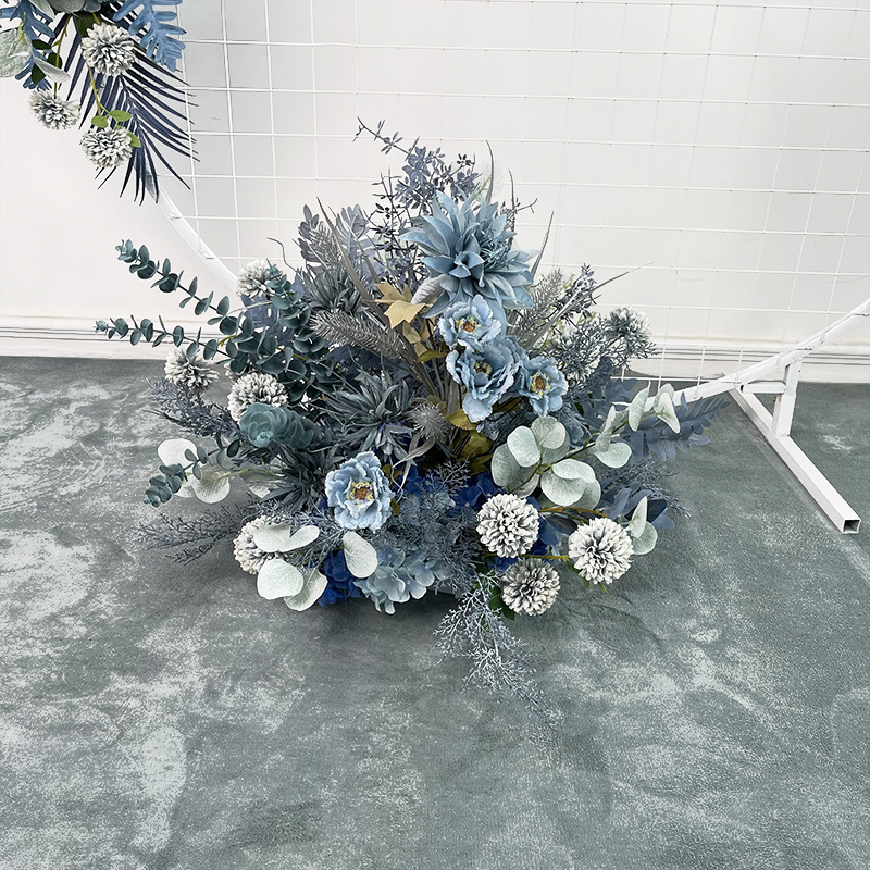 El comercio exterior de la boda flor artificial piso de la boda flor de seda apoyos de la flor de eucalipto flor artificial fila accesorios de la boda floral