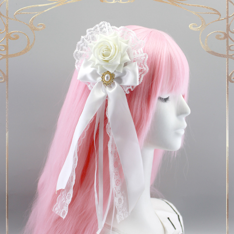 고딕 로즈 헤어 액세서리-화이트