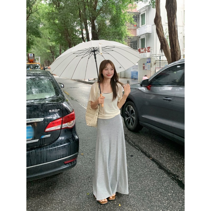 切糕自制小个子夏季气质女时尚通勤休闲套装针织吊带裙罩长裙裙子|undefined