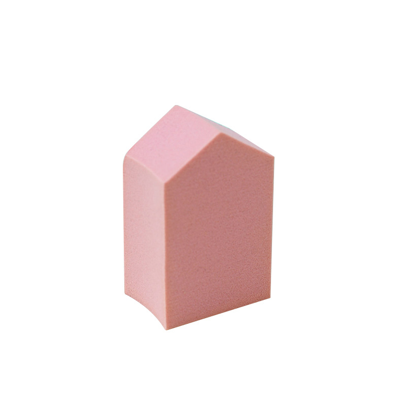 Transfronteriza personalizada pequeña casa en polvo tipo sala trapezoidal esponja de maquillaje huevo super suave polvo de cojín de aire seco y húmedo