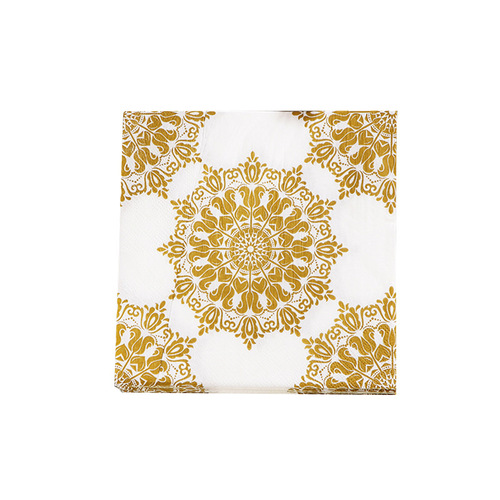 Factory direct supply gold printed napkin color placemat paper hotel banquet party paper square wood pulp paper towel