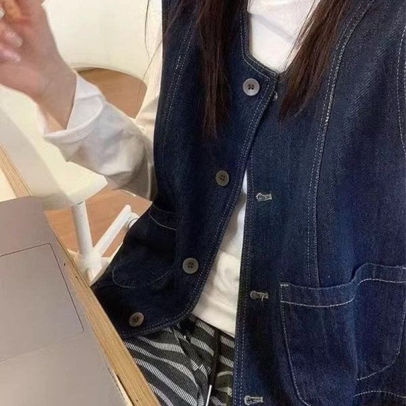 Korean Style Denim Vest Women's Short Spring Autumn Winter Autumn Summer New Sleeveless Vest Versatile Loose Denim Jacket