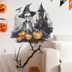 外貿萬聖節骷髏人巫師城堡臥室客廳玄關家居裝飾牆貼貼紙自粘批發