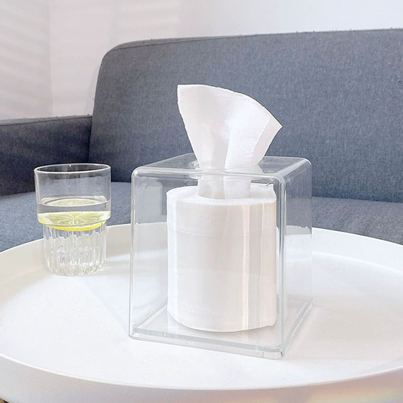 Caja de pañuelos de acrílico transparente Hotel Restaurante cara toalla caja de almacenamiento tubo de papel higiénico rollo de papel caja de pañuelos de tubo