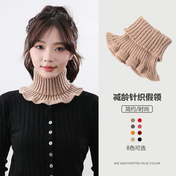 Winter Women's New Knitted Wool Neck Scarf, Warm and Thickeneded Neck Gaiter, Fashionable Windproof Pullover, Fake Collar Wholesale