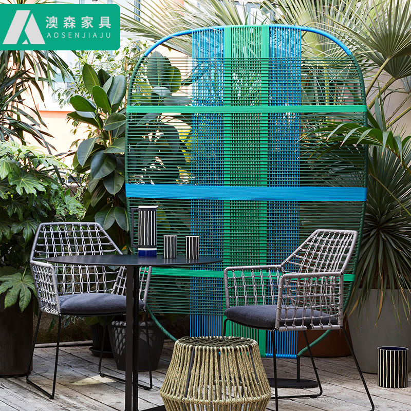 Outdoor Partition Screen Rattan Chair Sofa Combination Creative Screen Outdoor Villa Garden Hotel Partition Wall Rattan Furniture