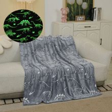 亚马逊跨境儿童万圣节夜光毯子法兰绒毛毯卡通灰色游戏毛毯