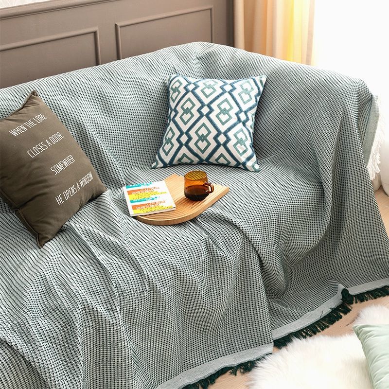 Solid color sofa cover cloth 2021 new sofa cover thin retro Japanese style sofa cover dustproof cushion anti cat scratch