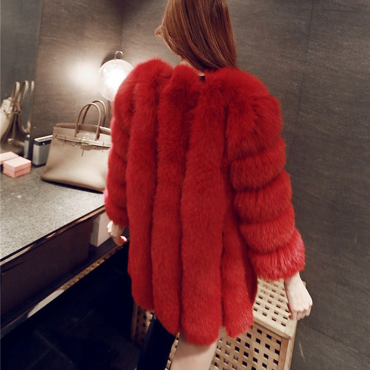 European and American New Wholesale Haining Imitation Fox Fur Outwear Women's Mid-length Fur Factory Direct Sales Fur Women