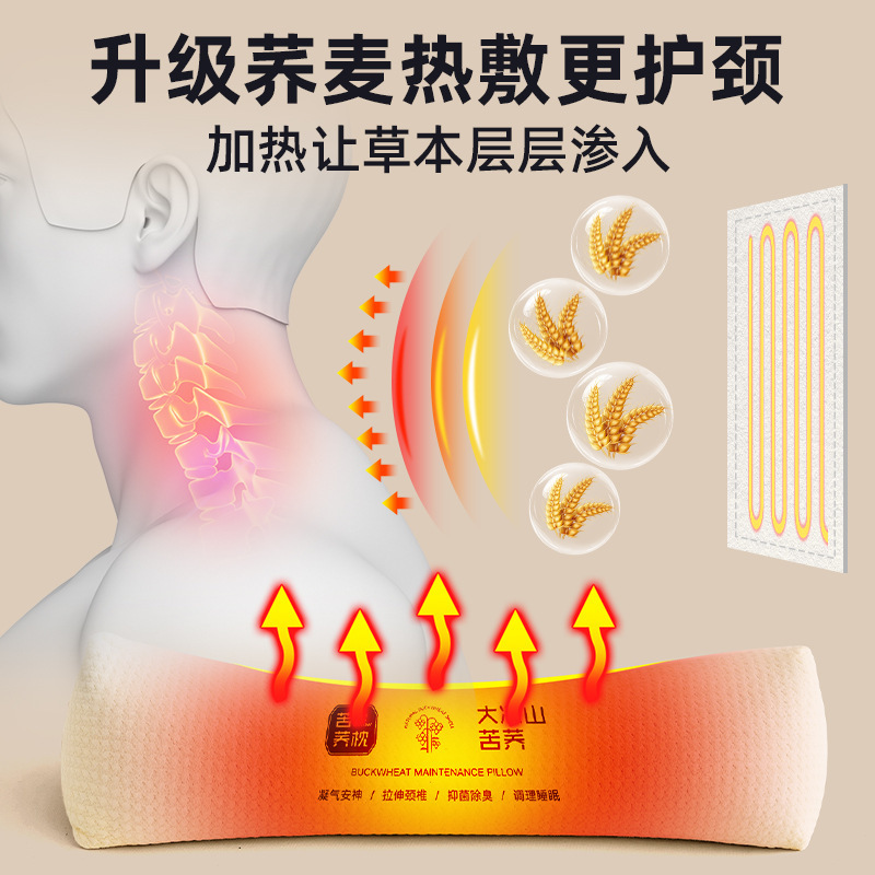 Zhuochen 三角頚椎枕、頚椎保護、大人の睡眠を助ける特別なキャンディー円筒形加熱ヨモギそば頚椎枕|undefined