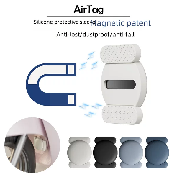 Airtag Tracker Protective Case Is Suitable for Apple Locator Magnetic Silicone Case, Car and Electric Vehicle Anti-Lost Soft Case
