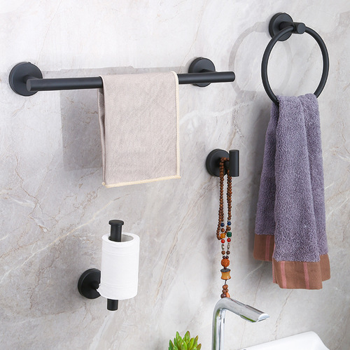 Black stainless steel bathroom towel rack bathroom storage rack wall-mounted bath towel rack hardware bathroom accessories set