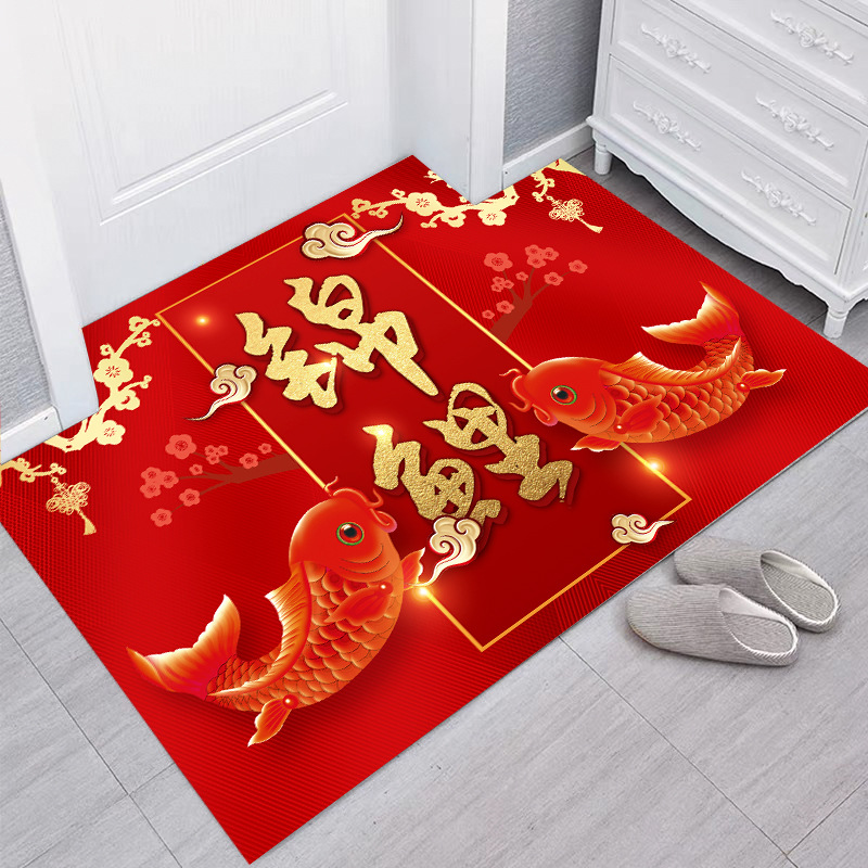 wholesale Mat register and obtain a residence permit Geek gules crystal Velvet carpet household a living room new year register and obtain a residence permit Mat carpet